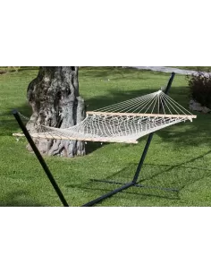 Amache e Altalene AMACA DOPPIA A RETE CON ASSE IN LEGNO Cm 150x200 PER ESTERNO cod.